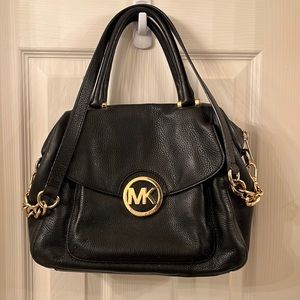 Michael Kors Fulton Leather Satchel Black